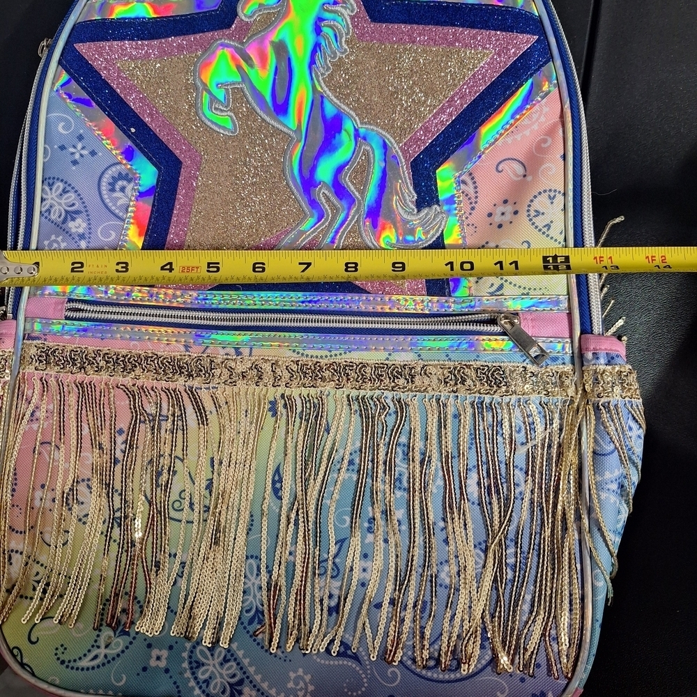 Wonder Nation Holographic Unicorn Bag with Gold Fringe Backpack NWT. - Picture 2 of 7